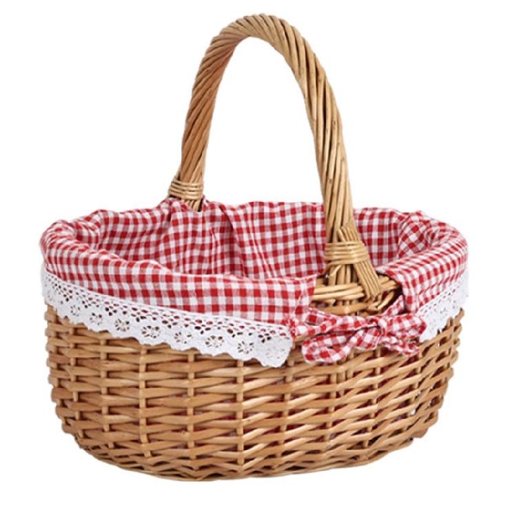 Geflochtener Aufbewahrungskorb Outdoor Picknick Geschenkkorb mit waschbarem Einsatz Für Eier, Obst oder Blumen Leicht zu tragen