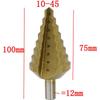 Hss Multiple Hole 8 Sizes 10/15/20/25/30/35/40/45mm Titanium Step Drill Bit 8 Steps Cone Drill Bit Hole Groove Metal Wood Cut