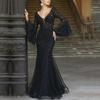 Elegant Black Fishtail Lace Evening Dress - 2025 Summer Collection