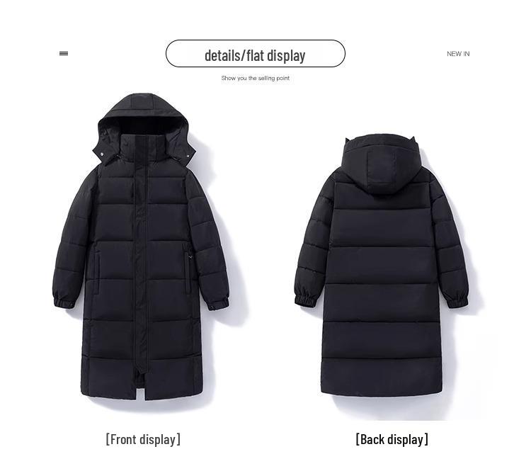 2024 Women's Mid-Length Over-the-Knee Cotton Jacket for Students - Thickened Winter Coat for Art Exams
