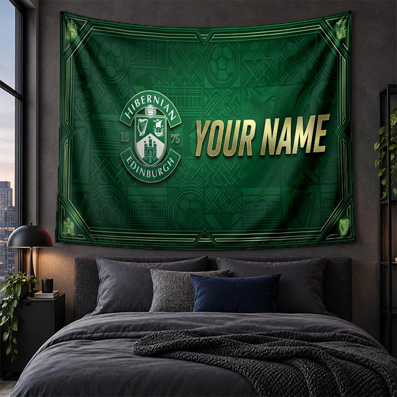 Personalized Tapestry Wall Hanging Hibernian FC Pattern Art Background Cloth