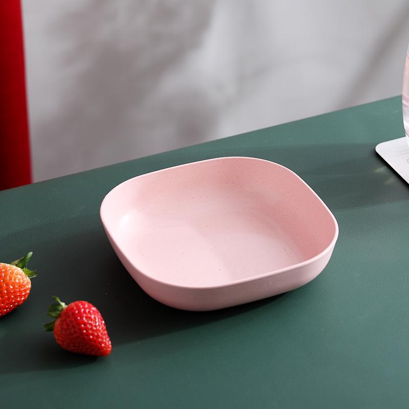 15cm Čtvercový Hluboký Talíř ze Pšeničné Slámy - Odolný, Odolný proti Pádům, Ideální pro Stolování, Kosti, Koláče nebo Malé Porce.