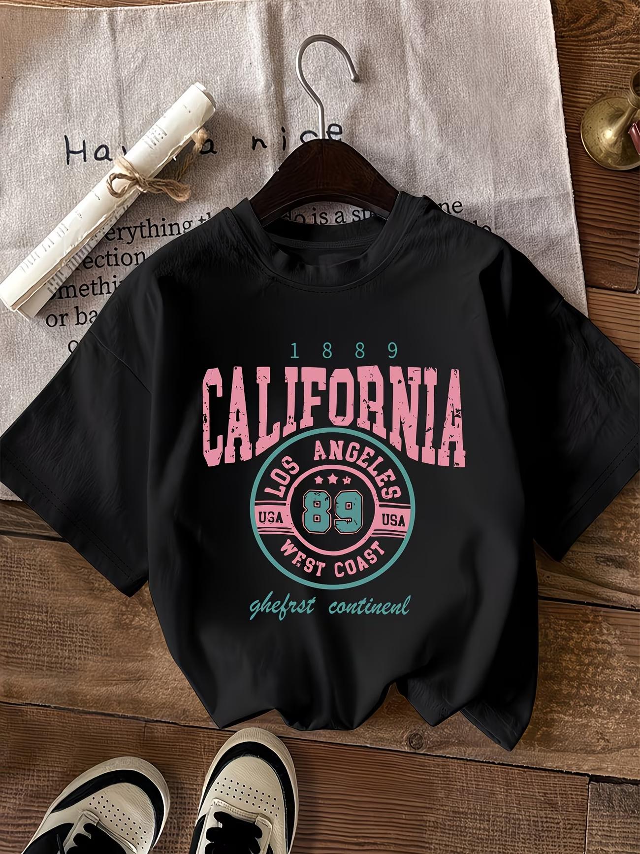 

California Los Angeles 89 Graphic WomenS TShirt Crew Neck Short Sleeve Regular Length Letter Print Top for All Seasons S