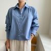 New Arrivals Open Run Women Overfit Shirt Sky Blue