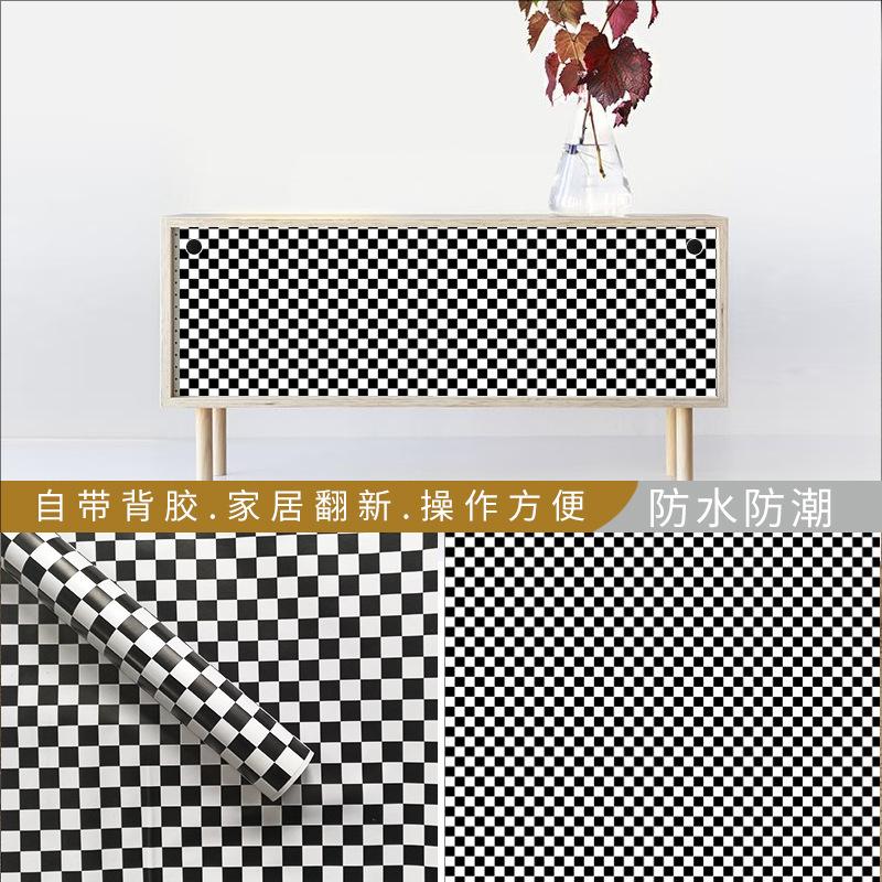 Papel de parede autoadesivo 45CM DIY parede de fundo em grade autoadesivo estilo retrô decoração de casa quarto sala de estar parede de fundo