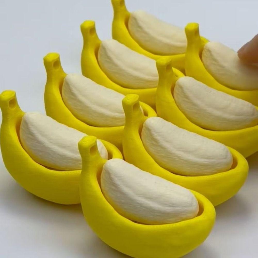 Clickable Button Banana Keychain Banana Shape Fidget Clicker Mechanical Switch Toy Desk Fidgeting