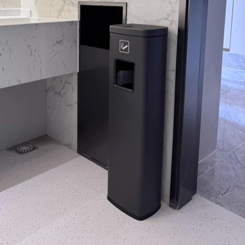 Vertical Ashtray Trash Can Elevator Entrance Trash Bin Large Capacity Stainless Steel Litter Bins Luxury Rectangular Dustbin