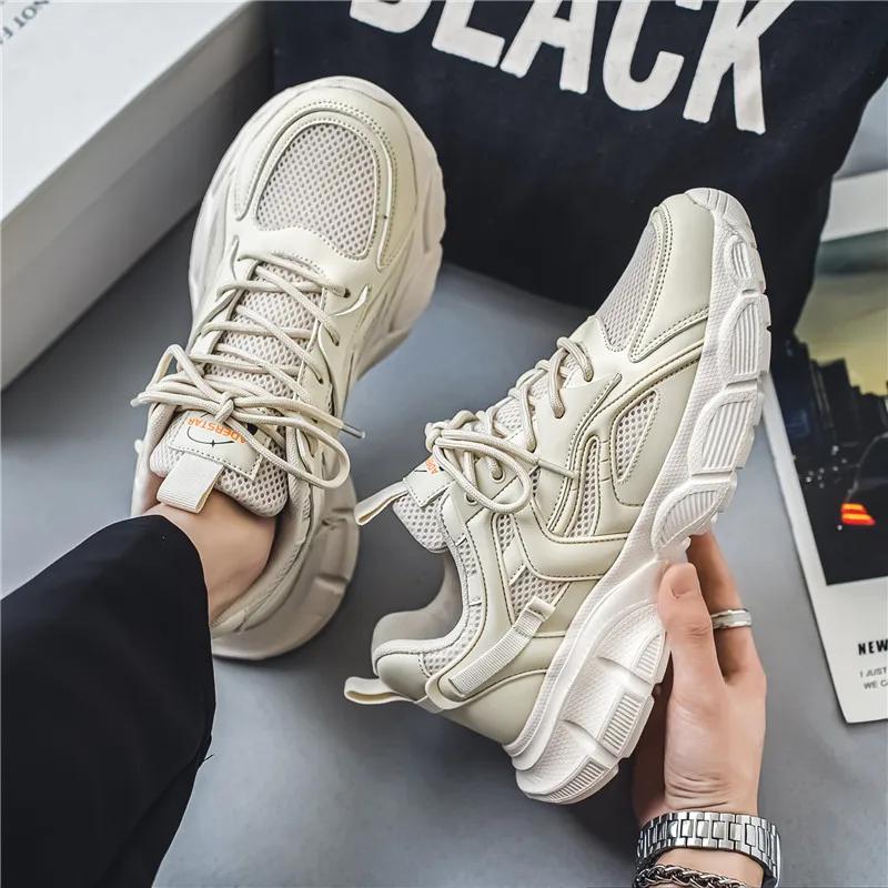 Men's Mesh Breathable Casual ShoesNew Spring and Autumn Fashionable and Versatile Solid Color Personalized Lace Up Sports Shoes
