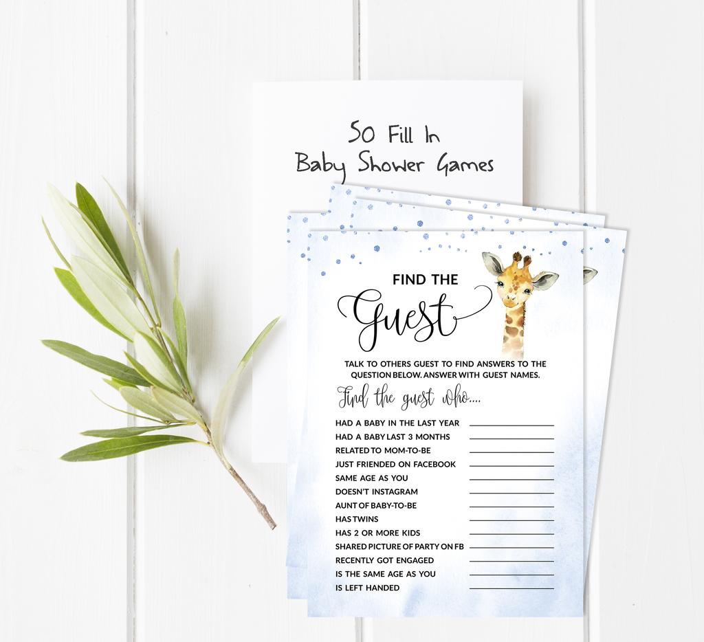 Inkdotpot Baby Shower Game Set Of 50 BabyA  AlphabetA  ABCA  Game Giraffe Jungle Animals Party