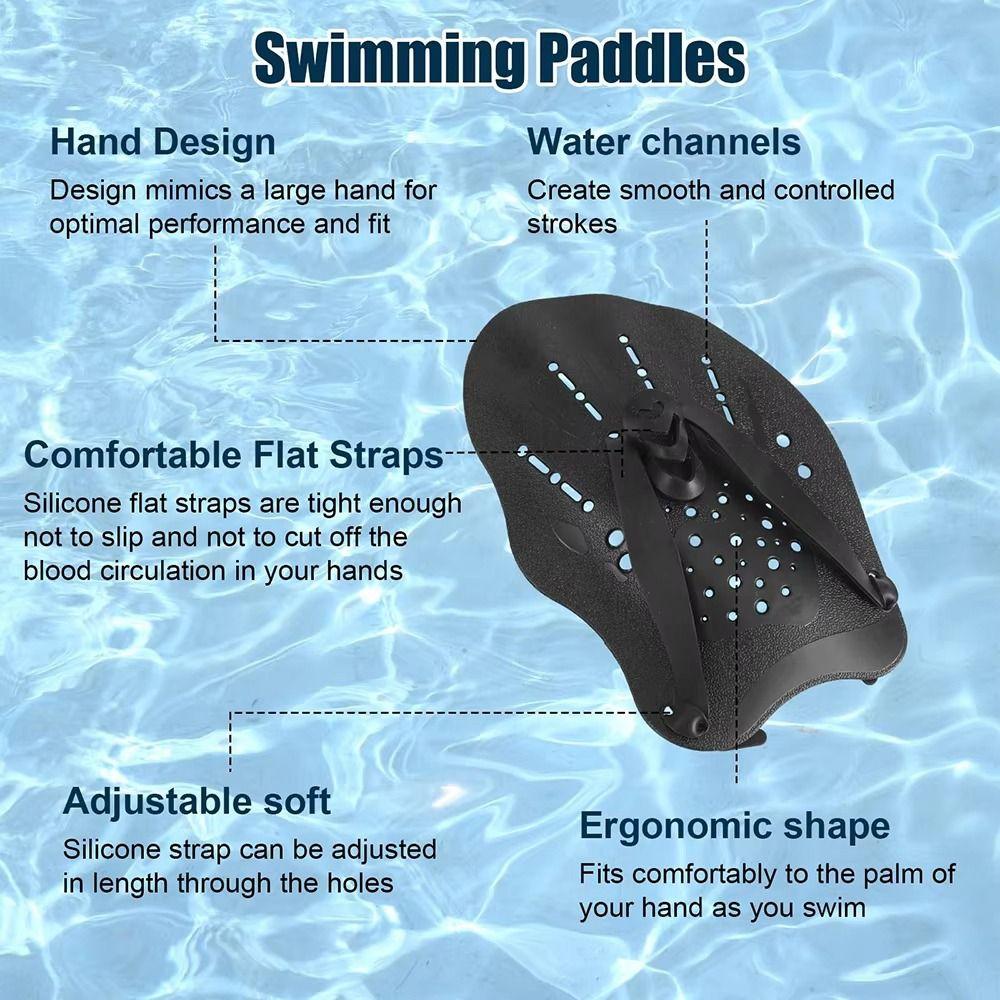 1Pair With Silicone Straps Swim Paddles Freestyle Hands Fins Flippers  Water Sport Snorkeling