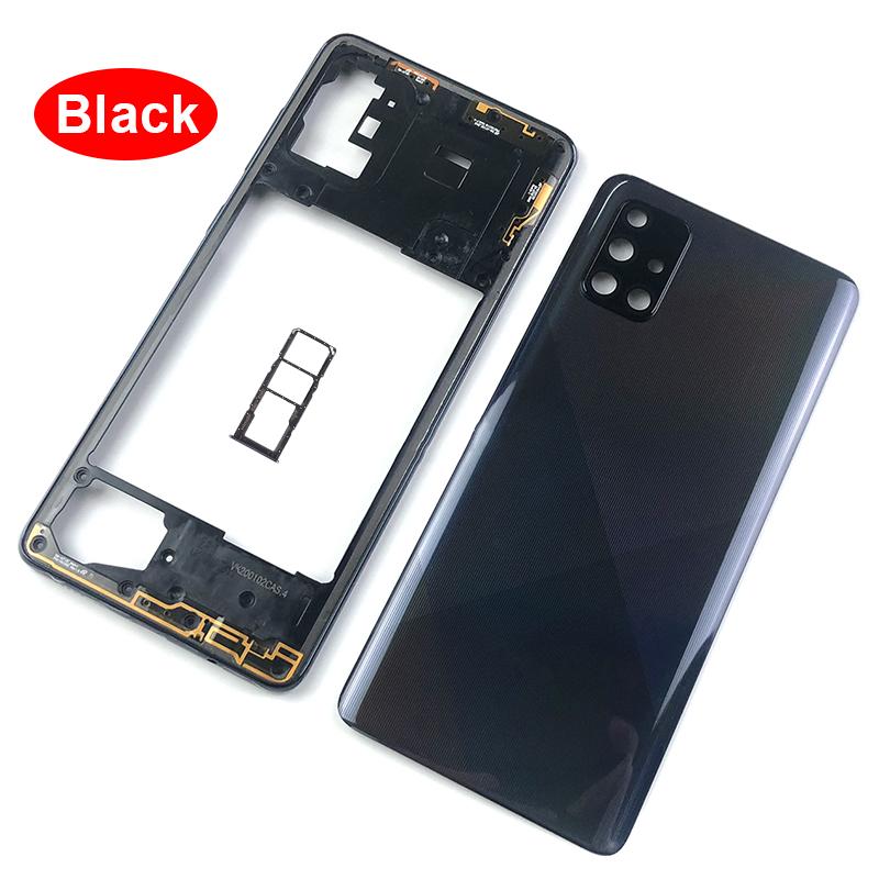 A71 Middle Frame For Samsung Galaxy A71 2020 A715 A715F Housing Middle Frame+Battery Cover Rear Housing Back Case +SIM Card