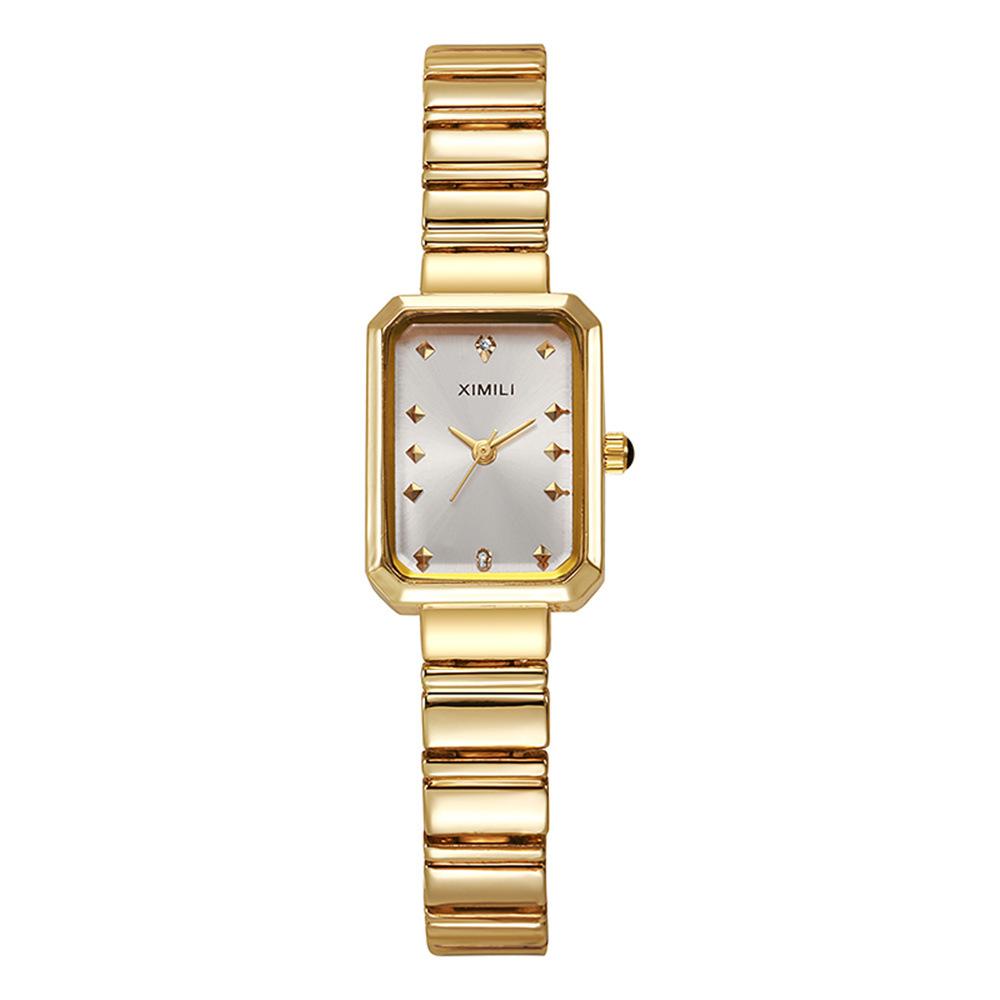 

Women Gold Square Watch Fashion Simple Korean Version Female Student Stainless Steel Bracelet Quartz Wristwatches Clock Gift