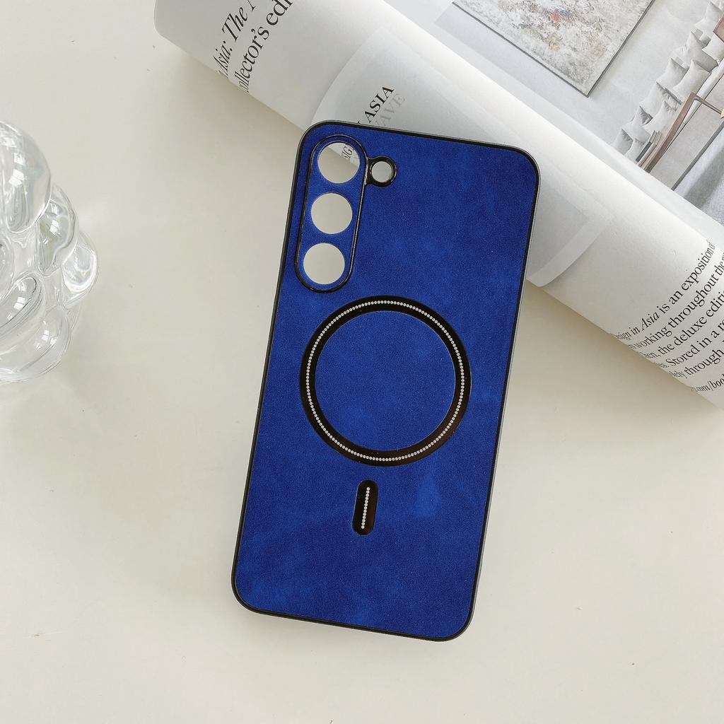 Luxus Lammleder Hülle für Samsung Galaxy S26 S25 S24 S23 S22 S21 Plus Ultra für Magsafe Magnetische Kabellose Ladeabdeckung