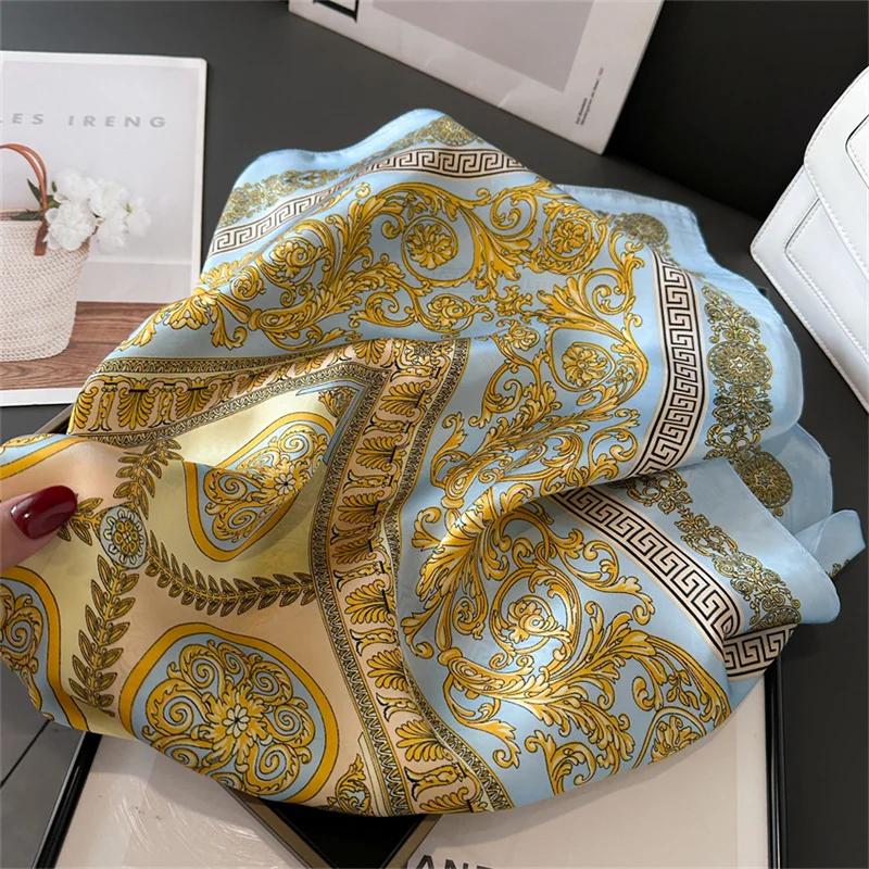 New Fashion 70X70Cmprinted Women'S Scarf Pashmina Silk Scarf Square Shawl Decorative Headband Neck Luxury Design Bandana