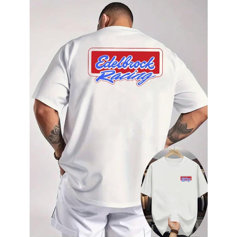 Men s Edelbrock Racing Graphic T-Shirt - Light Gray front and back printed sweatshirt, suitable for racing fans  casual summer wear S
