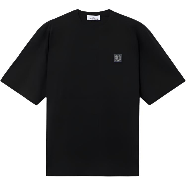 Stone Island Logo Patch Ronde Hals Korte Mouw T-shirt Heren Tops Zwart K2S152100025S0115-V0029 L