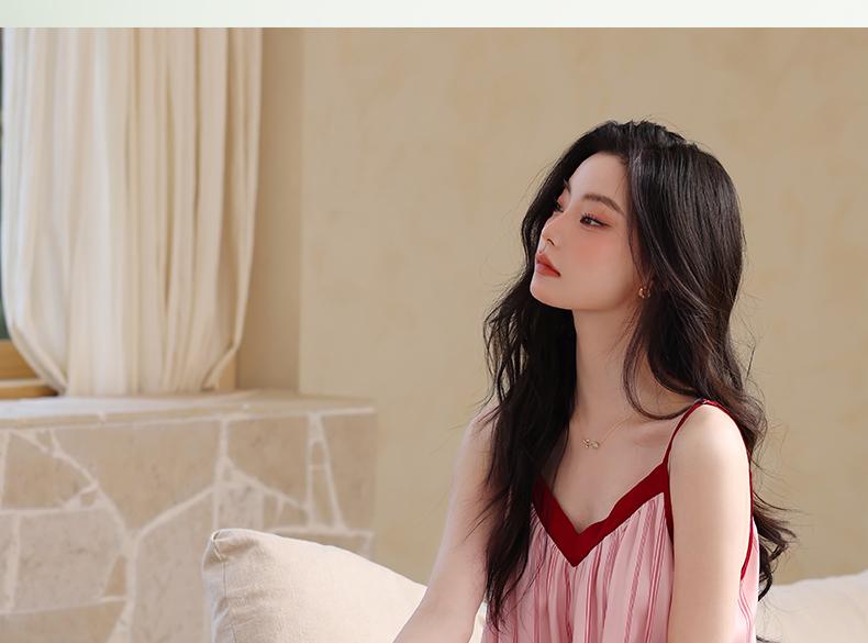 Xuan Liang [with chest cushion] sexy nightgown for women in summer, ice silk suspender, super long skirt, pajamas, imitation silk home clothes