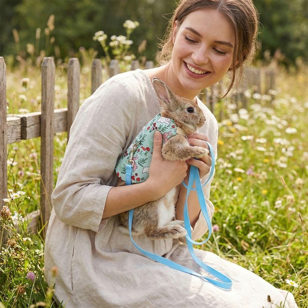 Breathable Guinea Pigs Vest Adjustable Rabbit Leash Set Practical Walking Harness  Training