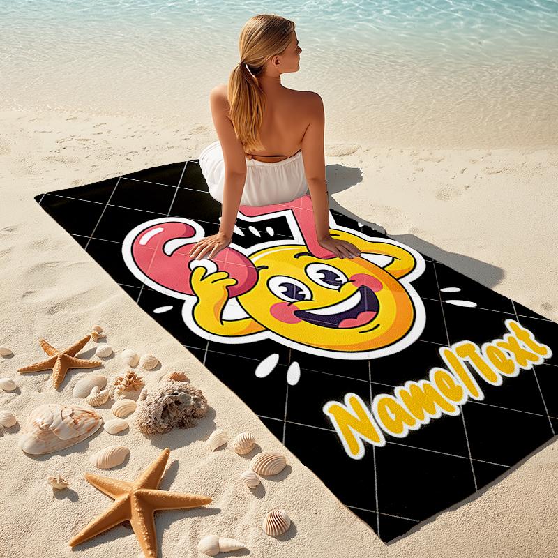 1PC Custom Name Happy Number Celebration Beach Towel Highly Absorbent And Sand-Resistant Towel for Swimming, Pool, Yoga, And Travel Lightweight