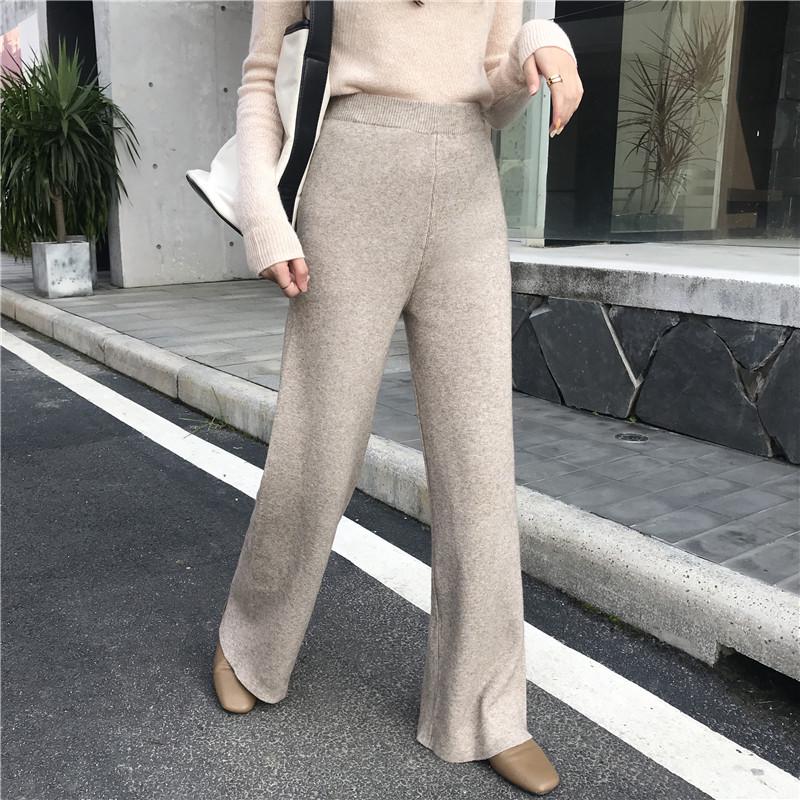 Women's High-Waist Knitted Wide-Leg Pants - Autumn 2019 Edition