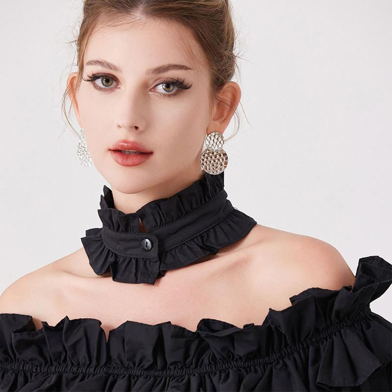 

Элегантный женский шейный платок Леопардовый плиссированный воротник-стойка Рубашка Свитер Декоративные съемные оборки Ложный воротник Ожерелье