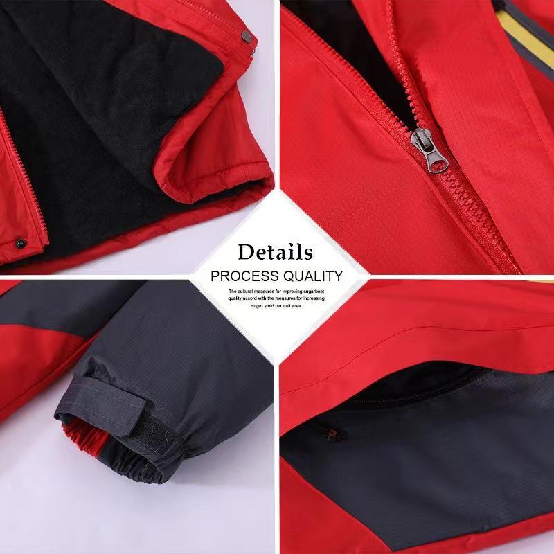 Men's Fleece-Lined Windproof Fishing Jacket - Warm, Thickened Winter Mountaineering Workwear with Custom Logo.