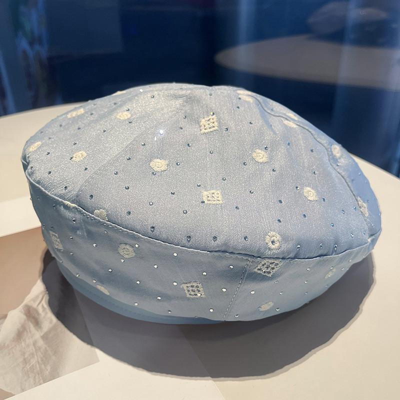 Chic Vintage Plaid Beret Hat With Satin Shine Fabric For Women Winter Fashion