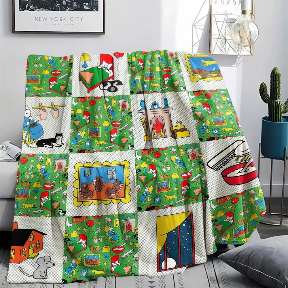 1PC Goodnight Moon Print Flannel Blanket, High quality All Seasons, Home Decor, Warmth and Comfort, Perfect for Christmas Gifts