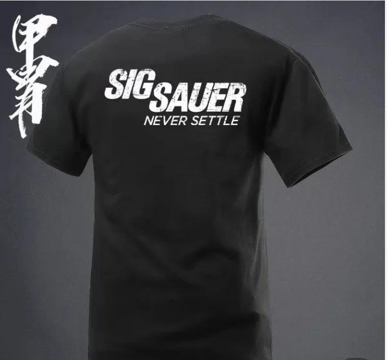 2026 Summer Men's Sig Souer Gun Pattern T-shirt Germon Gun Ammunition Army Top Casual Military Police T-shirt Skull Pattern Tee