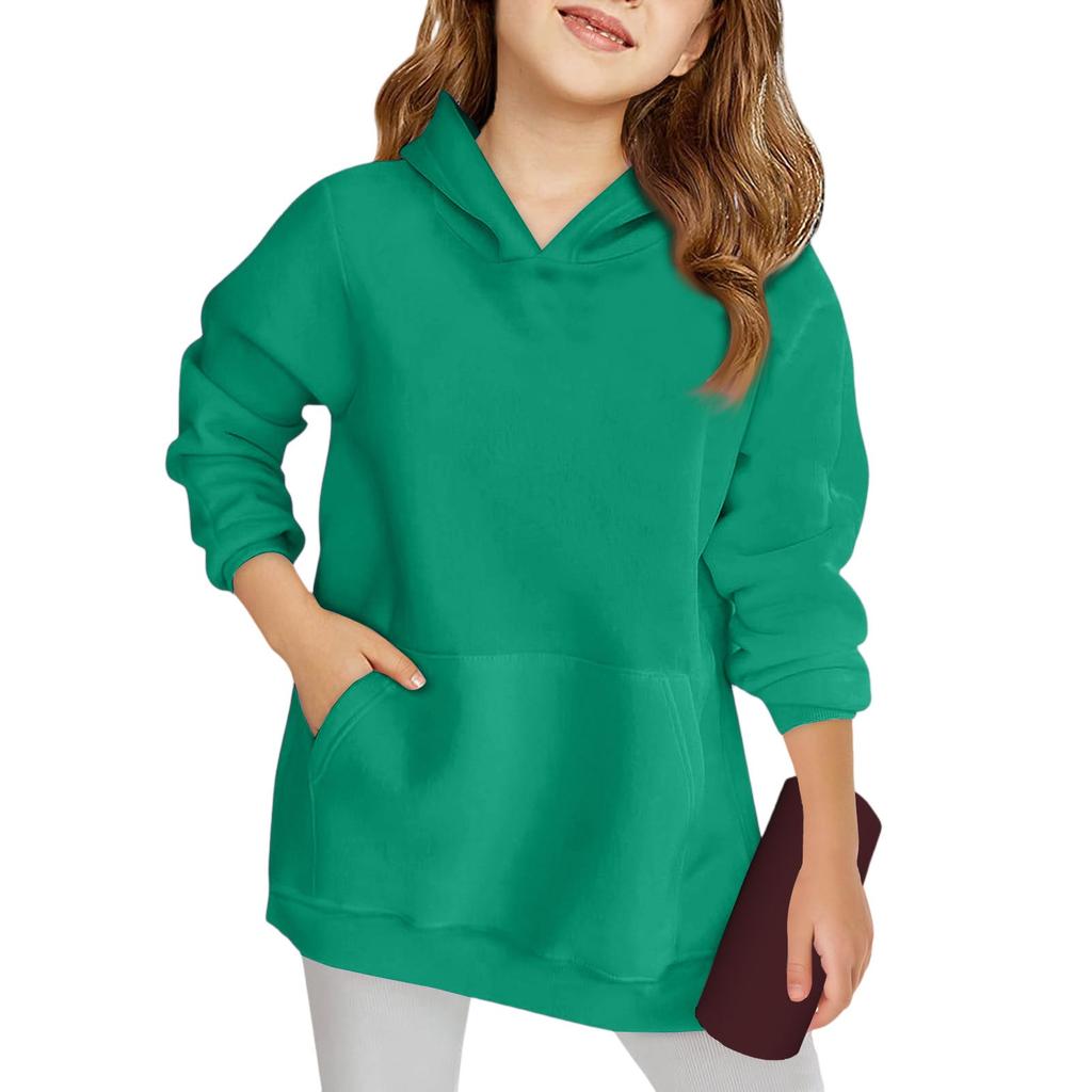 Winter Boy And Girls Solid Color Long Sleeved Hooded Sweatshirt Tops