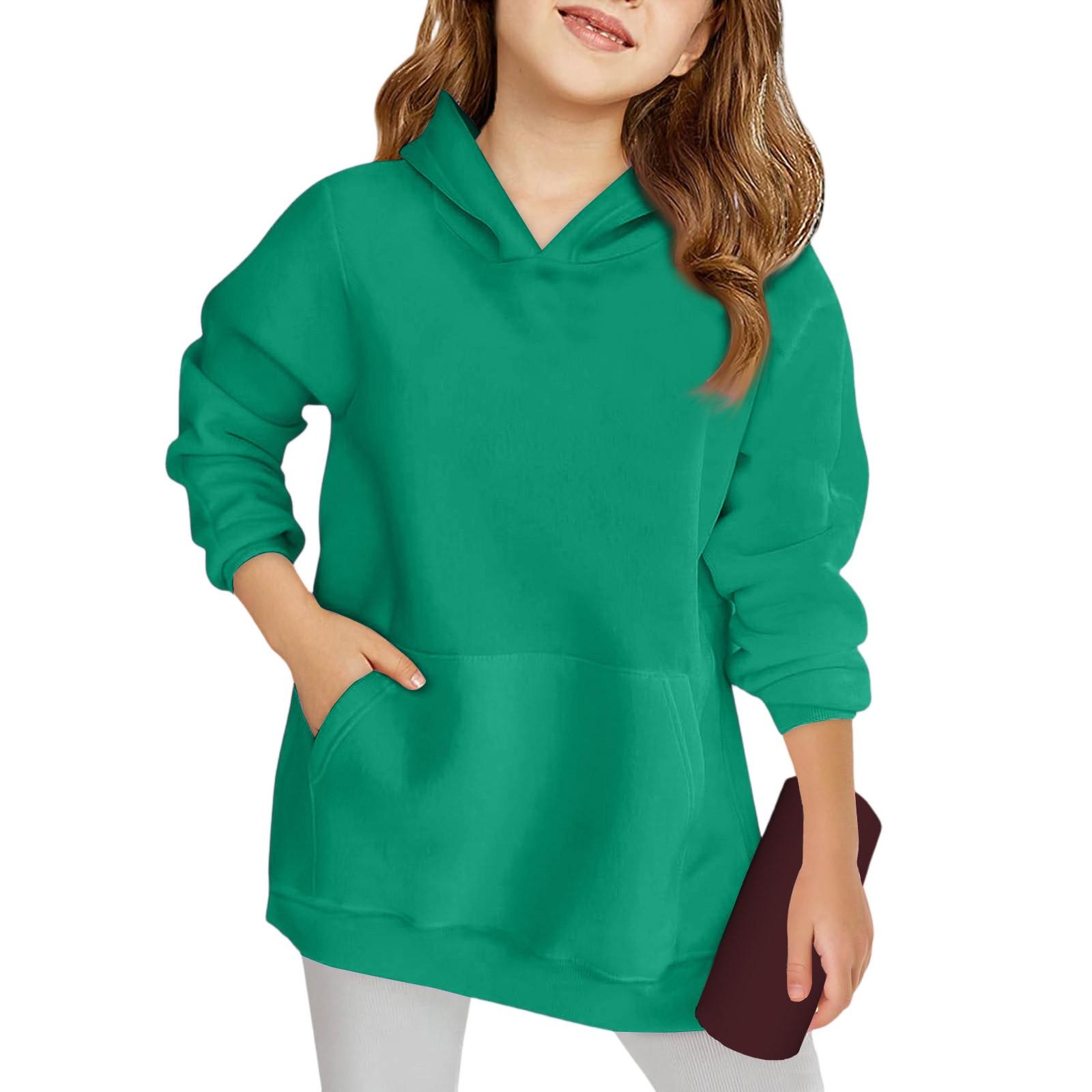 

Зимние однотонные толстовки с капюшоном и длинными рукавами для мальчиков и девочек 140 зелёный