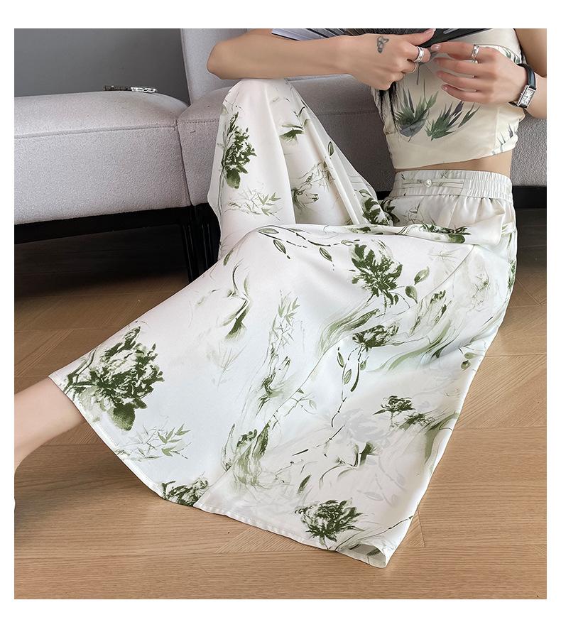 

Летние женские кюлоты с высокой талией, облегающие, свободного кроя - Маленькие драпированные брюки широкого кроя 3XL зелёный