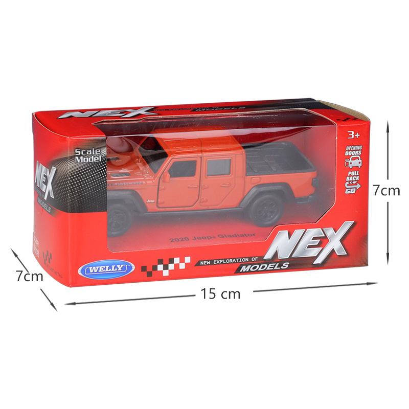 1/36 Scale Jeep Gladiator Pickup Truck Toy Car Model Welly Diecast Alloy Miniature Pull Back Free Wheels Collection Gift for Children
