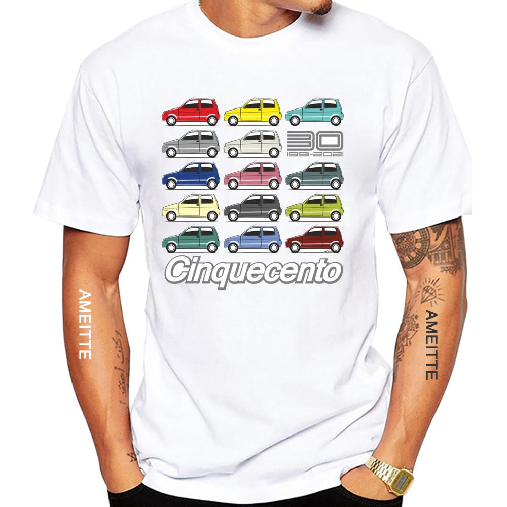 New Summer Fashion Men Short Sleeve Fiats500 Fiats Cinquecento Car T-Shirt Vintage Hip Hop Boy Casual White Tees Car Legend Tops