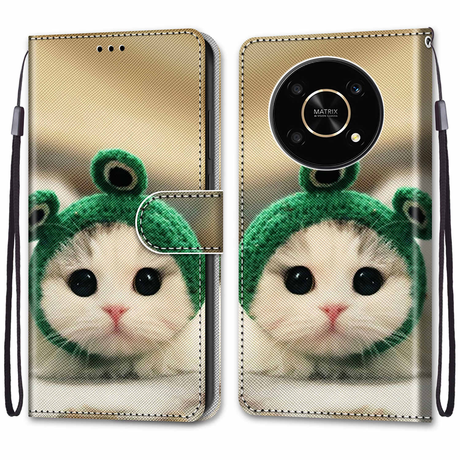 

Модный расписной узорный чехол-книжка с ремешком для iPhone Samsung Huawei Honor Xiaomi Redmi OPPO Realme Moto Asus OPPO A93 5G