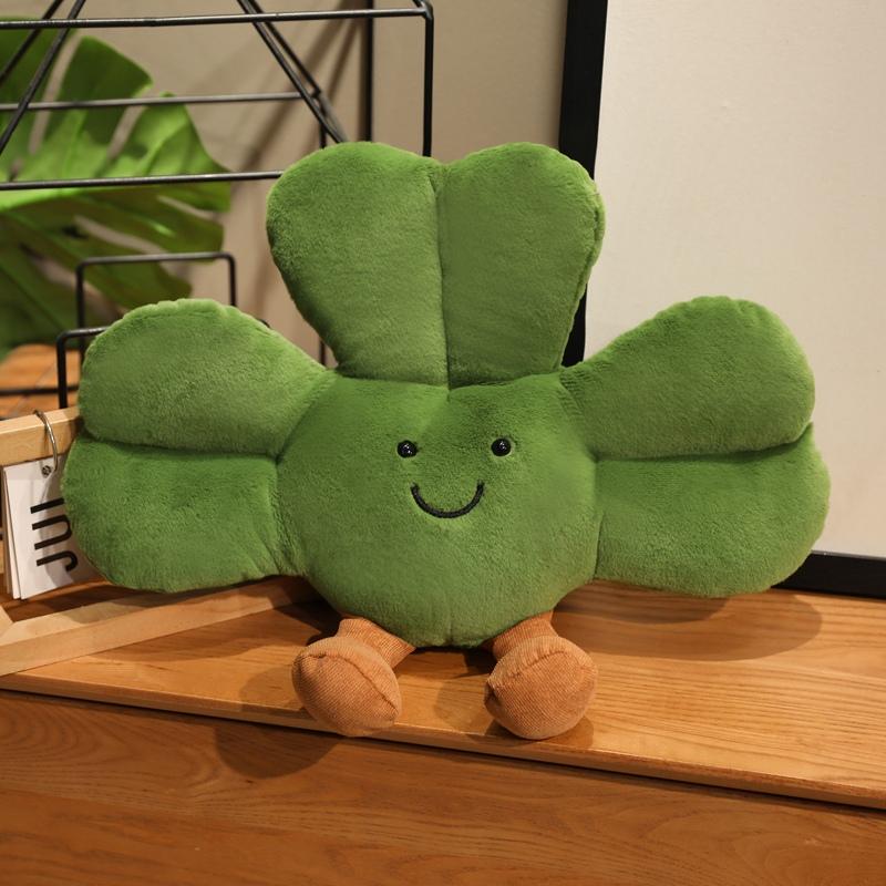 Lucky Clover Plush 3-Leaf Stuffed Plant Super Soft Huggable Shamrock Gift for St. Patrick’s Day&Good Luck Lovers Birthday Gift