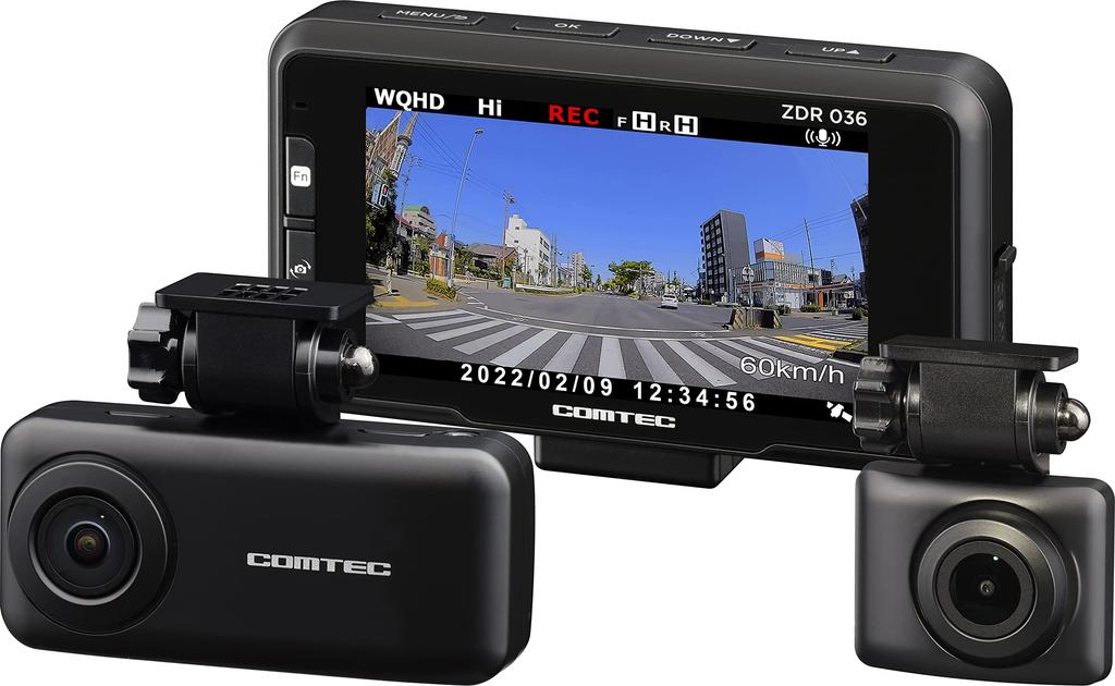 Comtec ZDR036 Car Dash Camera, Front and Rear 2 Cameras, 3.7 Million Pixels, WQHD
