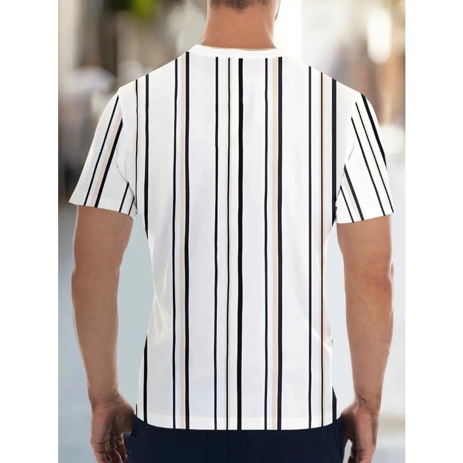 Men Letters Striped T Shirt Short Sleeve O-Neck TShirt Vintage Sport Casual Large Size T-Shirts Men’s