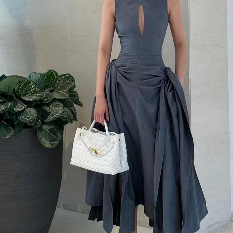 Niche Design New Style Metal Rope Buckle Genuine Leather Woven Tote Bag One-shoulder Portable Large-capacity Retro Women's