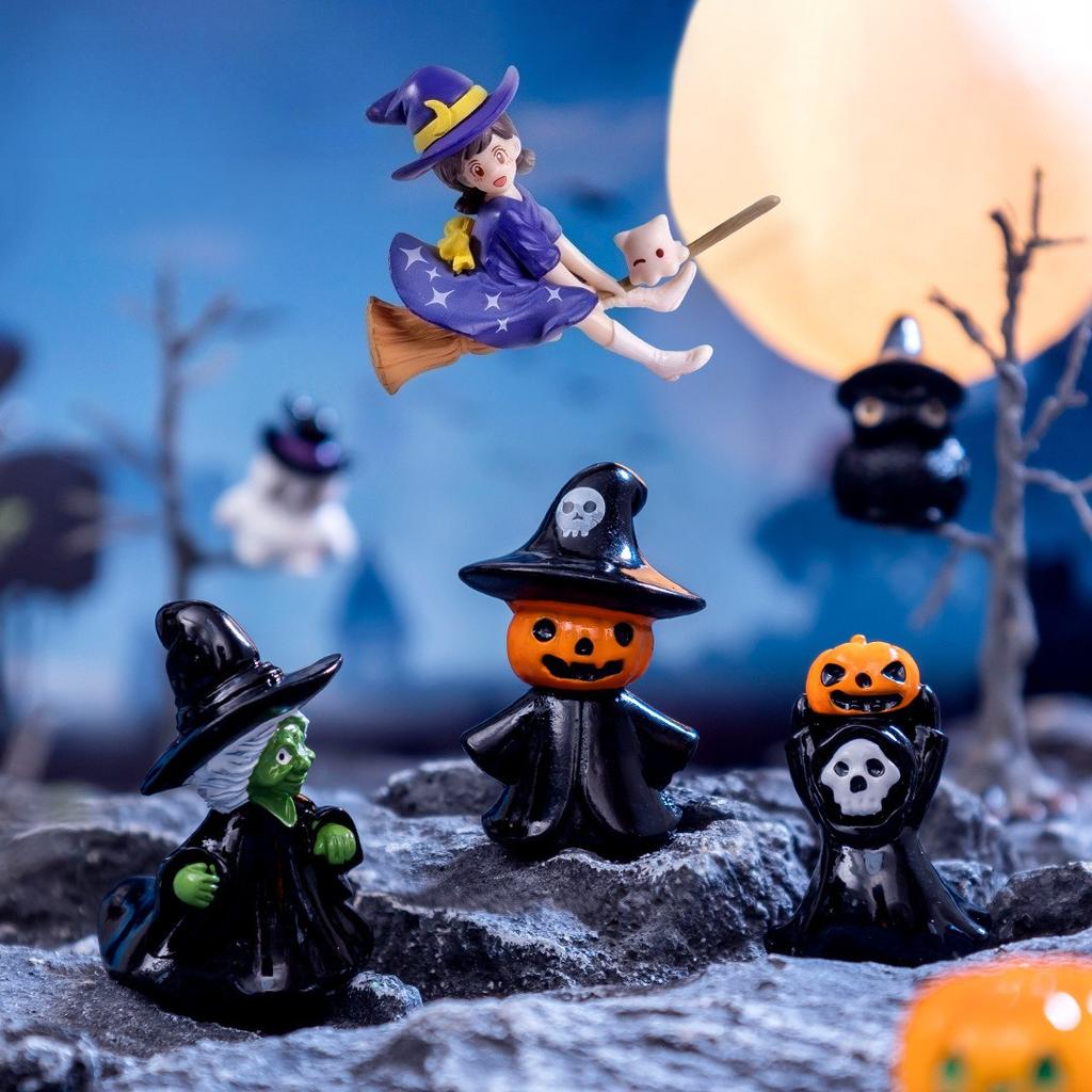 Car Center Console Decorative Ornaments Micro Landscape Creative Halloween Witch Ghost Pumpkin Mini Ornaments