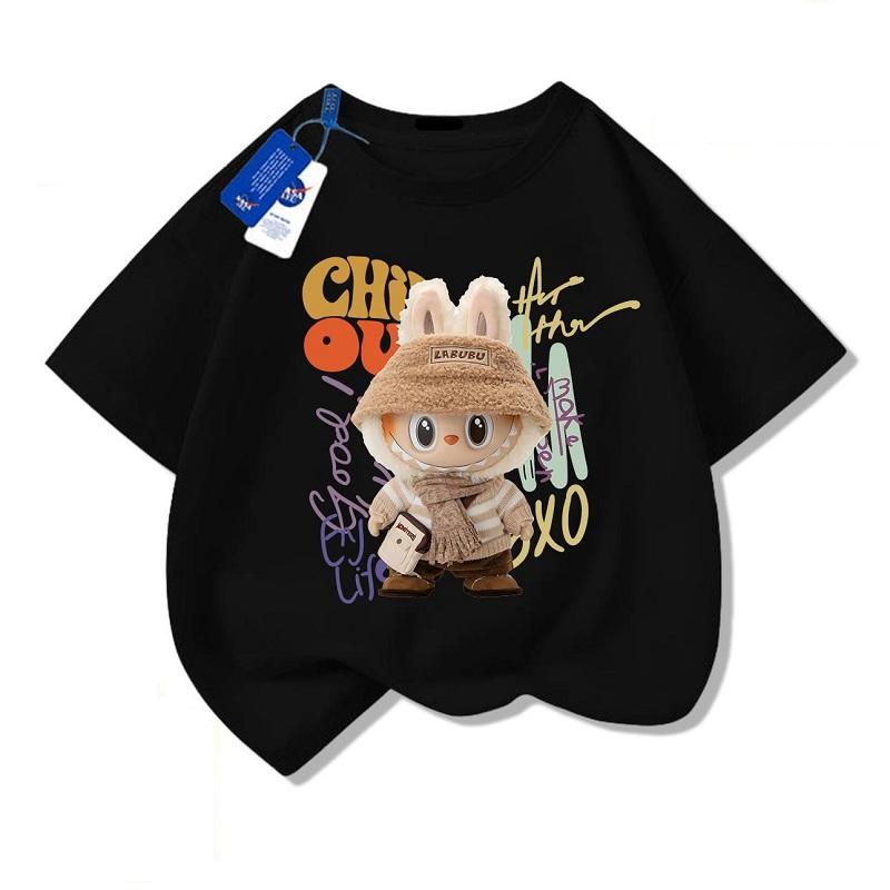 

Детские футболки с коротким рукавом, мультяшные, повседневная уличная одежда, одежда для мальчиков и девочек 160cm чёрный