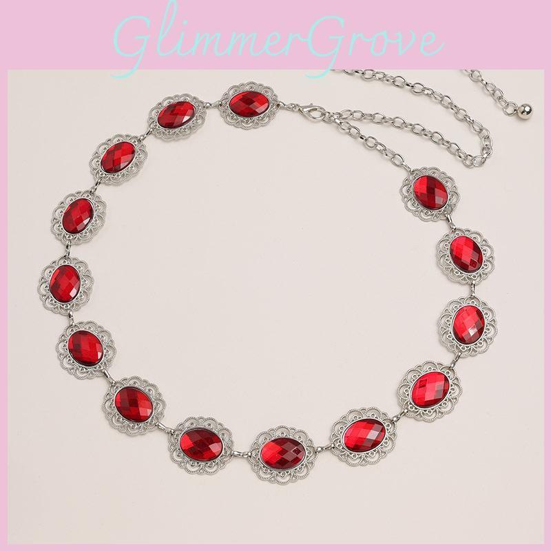 Stylish Metal Hollow Waist Chain With Rhinestone Accents For Women Fashion