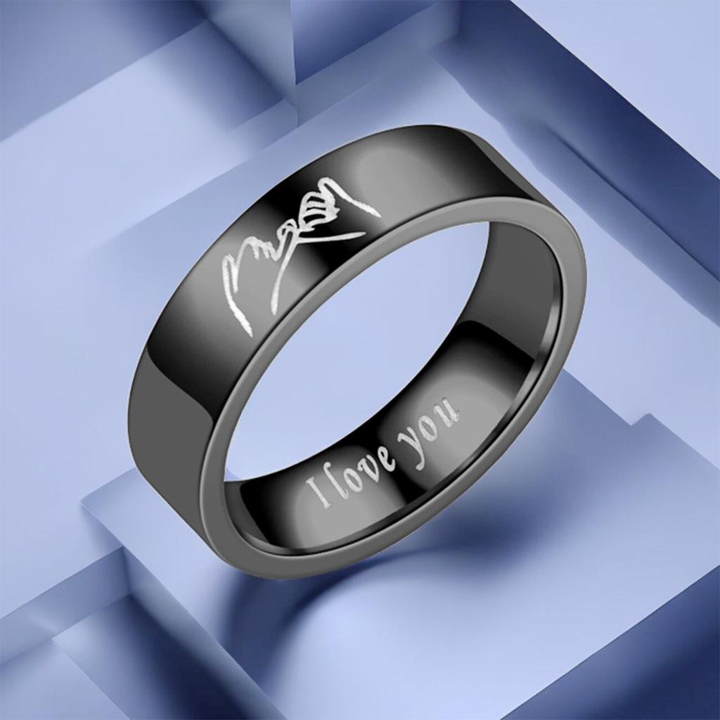 Stainless Steel Rings with "I LOVE YOU" Engraved Inside - Black/White Matching Promise Rings for Couples, Anniversary Jewe