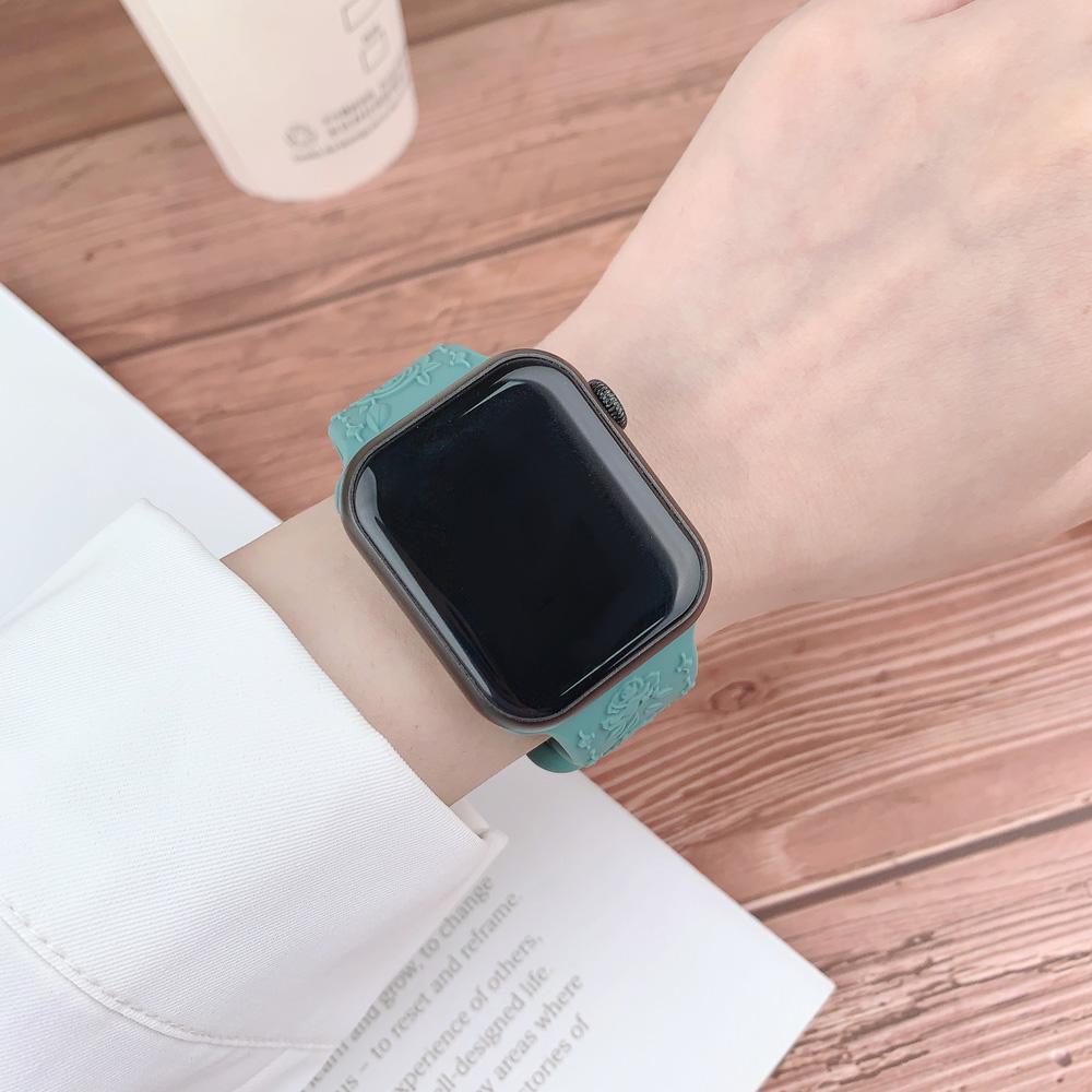 Engraved Strap for Apple watch band 45mm 44mm 42mm 49mm 40mm 41mm Silicone Bracelet Correa iWatch Series 8 9 7 6 5 4 3 Ultra SE