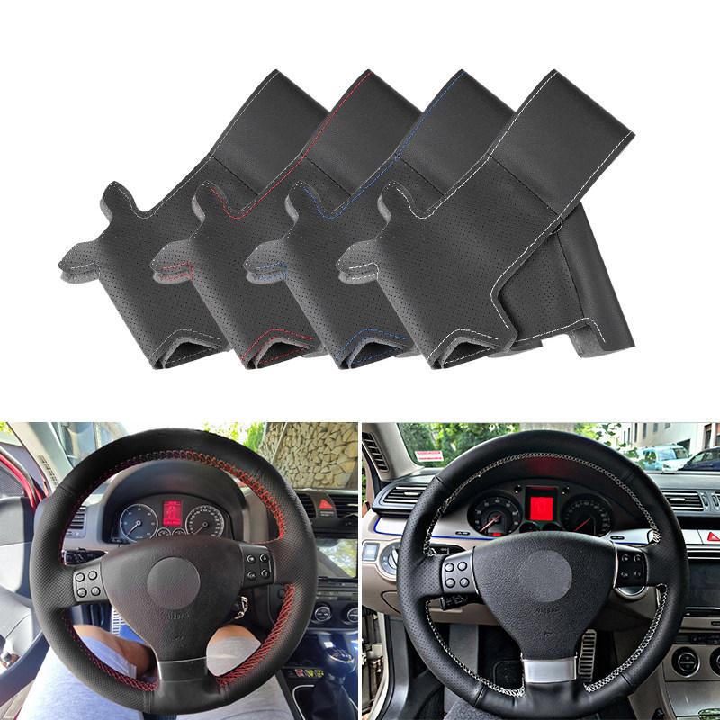 Hand Braid For VW Passat B6 Golf 5 Jetta MK5 Tiguan Car Interior Accessories Microfiber Leather Steering Wheel Cover Trim