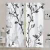 2D Flat   35x90in*2pcs 2pcs Classic Blackout Curtains   Polyester Plant Design Drapes for Bedroom & Living Room   Thermal Insulated