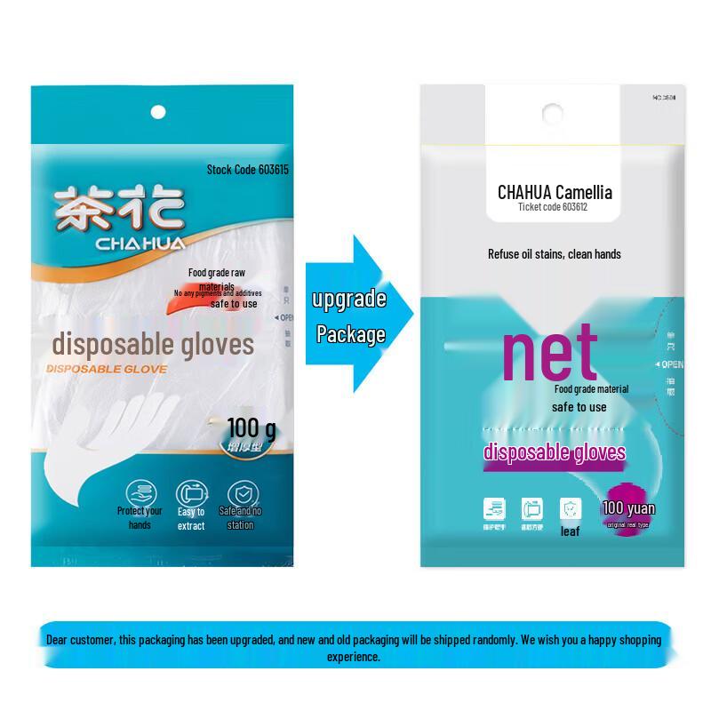 CHAHUA Disposable Food-Grade PE Gloves, 500 Count (5 Packs)