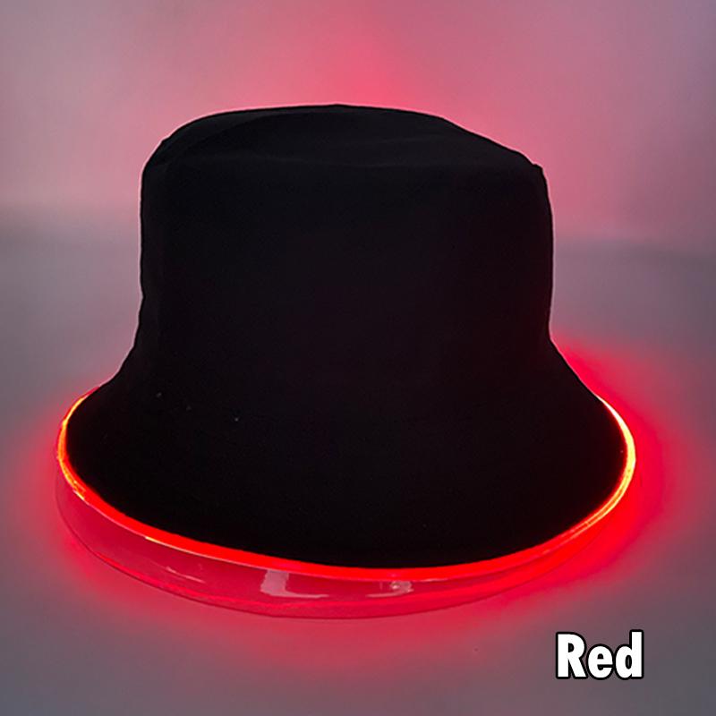 Night Club Dancing Party Performance LED Luminous Bucket Hat Colorful Neon Light Fishermen Caps Man Woman Glow Party Decor