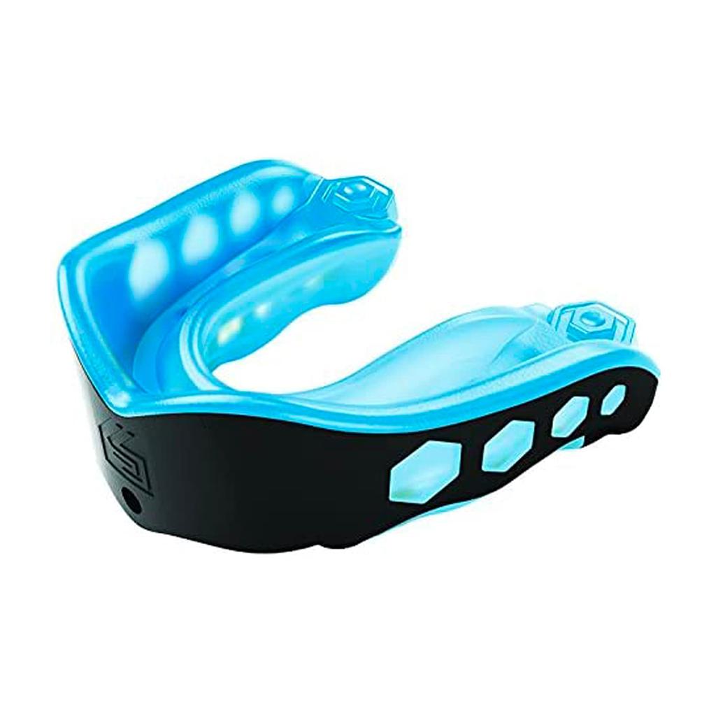 Protège-dents ShockDoctor GELMAX moulé pour entraînement sportif, arts martiaux, adulte, bleu et noir