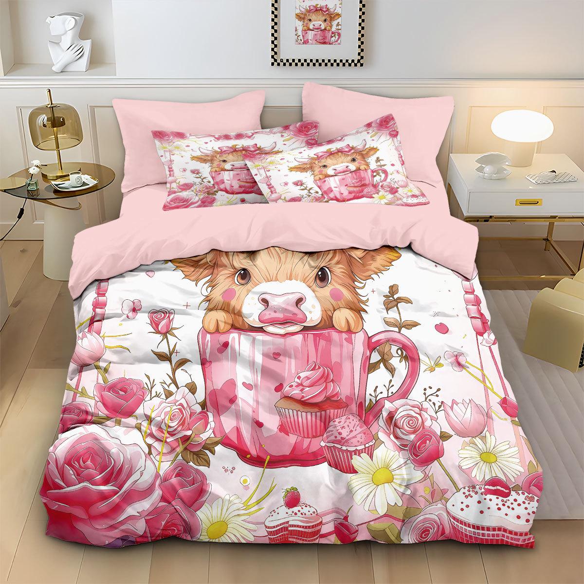 

3D Highland Cow Bedding Set - Meikeduo Home Textiles 135x200 cm